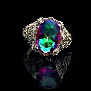Gorgeous  Sterling Silver and Mystic Topaz Ring